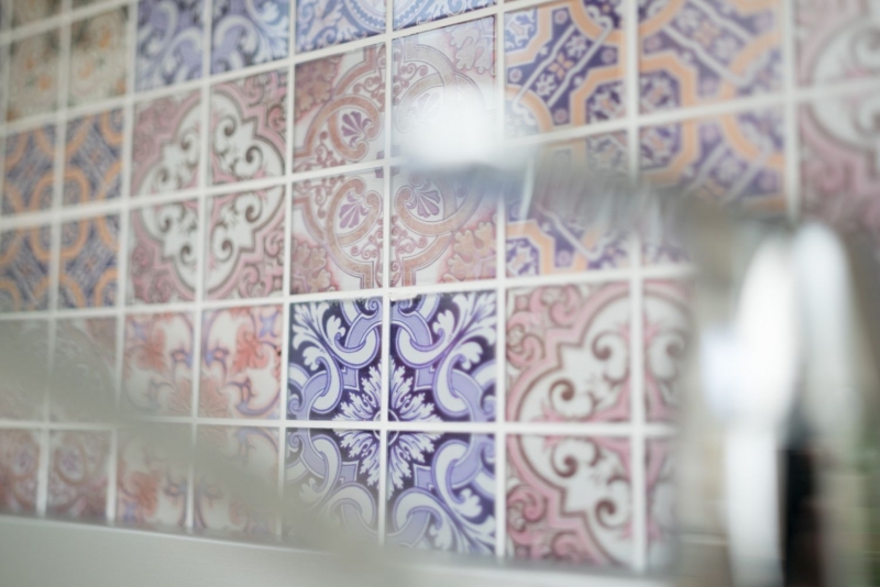 Mosaico di vetro retro vintage backsplash di piastrelle di mosaico multicolore colorate per la cucina MOS68-Retro-SP