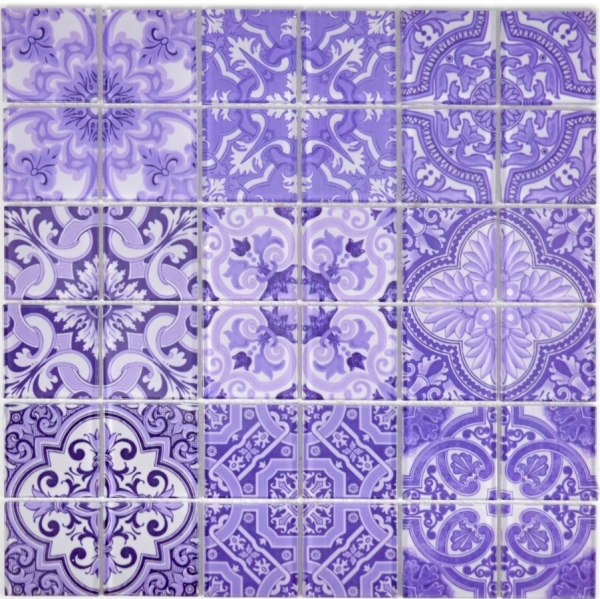Piastrella di mosaico vintage retrò Mosaico di vetro traslucido viola Cristallo ITALIA MOS68-Retro-I_f | 10 tappetini di mosaico