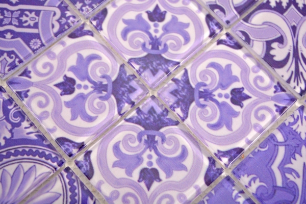 Glass mosaic retro vintage mosaic tiles purple violet kitchen wall MOS68-Retro-I