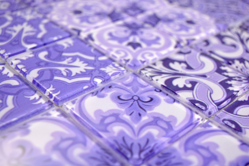 Handmuster Retro Vintage Mosaikfliese Transluzent violett Glasmosaik Crystal ITALY MOS68-Retro-I_m