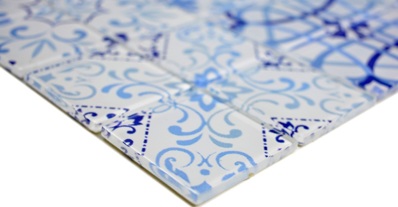 Mosaïque rétro vintage bleu translucide Mosaïque de verre Crystal MALTA MOS68-Retro-M_f | 10 tapis de mosaïque