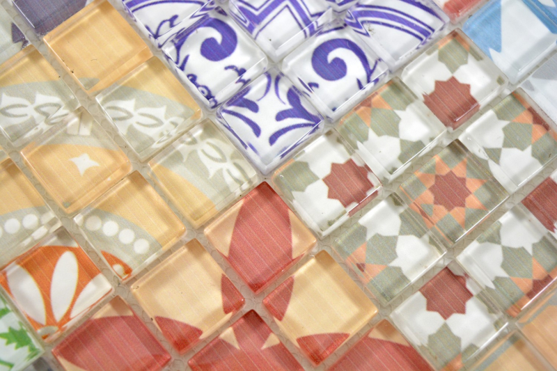 Hand pattern retro vintage mosaic tile translucent multicolored glass mosaic Crystal Design MOS88-Retro-31_m