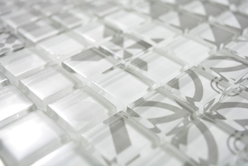 Mosaico di vetro retro vintage tessere di mosaico bianco grigio MOS88-Retro-35