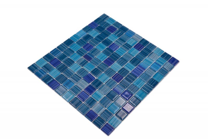 Mosaïque de verre Trait turquoise bleu Mosaïque de piscine MOS64-0409
