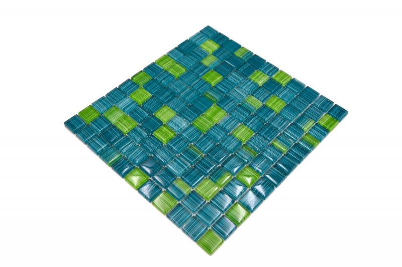 Piastrella di vetro a mosaico Stile bottiglie verde turchese kiwi alzatina cucina MOS74-0509