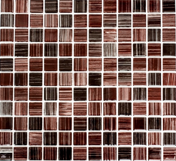 Hand-patterned mosaic tile Translucent streaky brown Glass mosaic Crystal streaky brown MOS64-1309_m