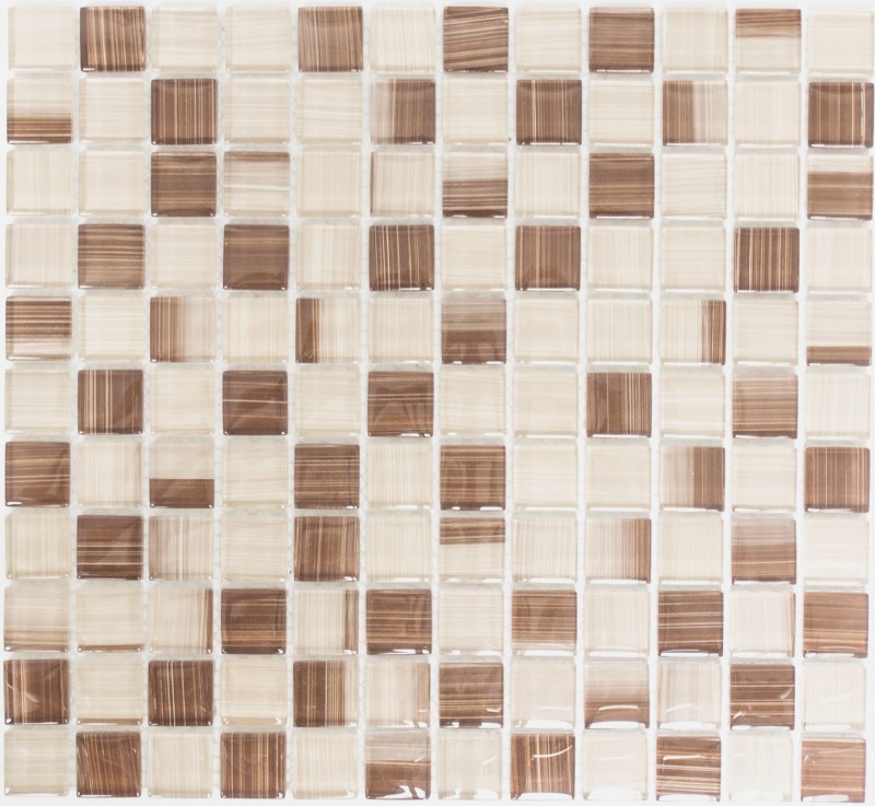 Glass mosaic mosaic tile Style beige brown kitchen splashback MOS74-1209