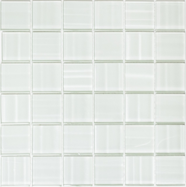 Carreau de mosaïque translucide blanc Mosaïque de verre Crystal Hologram code-barres blanc MOS110-0104_f | 10 tapis de mosaïque