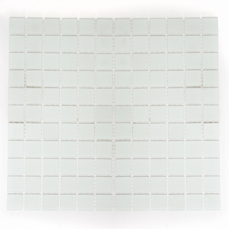 Carreau de mosaïque blanc verre laiteux avec nuance de vert Mosaïque de verre mat givré Tapis de mosaïque MOS60-0111