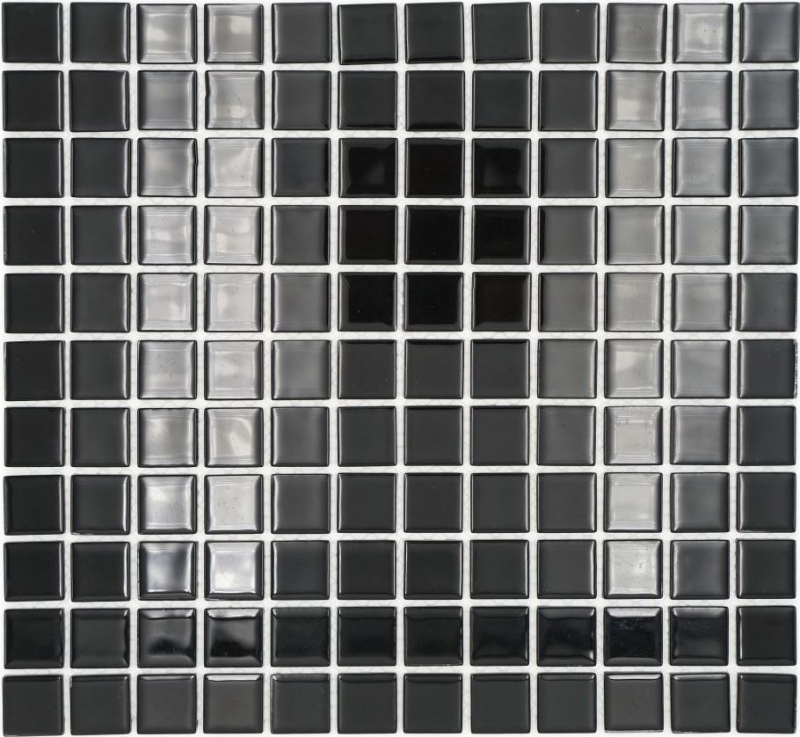 Mosaikfliese Glasmosaik schwarz Mosaikmatte Schwimmbadmosaik Poolmosaik MOS60-0304