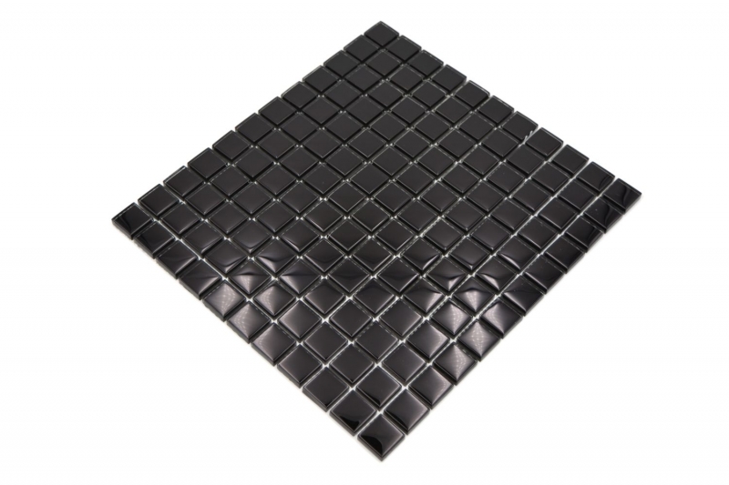 Glass mosaic mosaic tiles pure black glossy shower wall shower tray bathroom tile WC kitchen tile wall tile - MOS70-0304