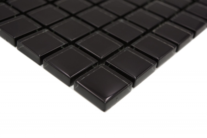 Glass mosaic mosaic tiles pure black glossy shower wall shower tray bathroom tile WC kitchen tile wall tile - MOS70-0304