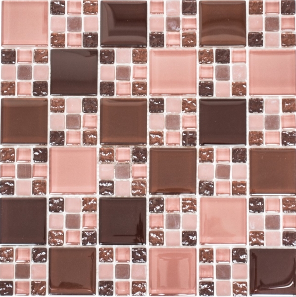 Glass mosaic mosaic tiles bordeau rose brown beige border mosaic mat MOS78-1304
