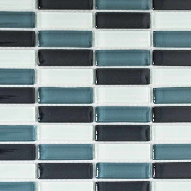Mosaico di vetro aste mosaico tessere bianco grigio nero BAGNO WC cucina MURO MOS77-0204