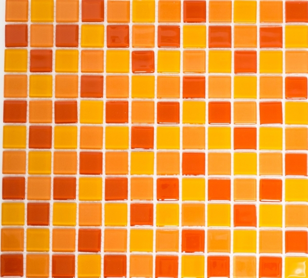 Mosaikbordüre Napoli Glas Kiesel Rot Gelb Orange Weiß Glänzend 2 Stück 33x5cm 