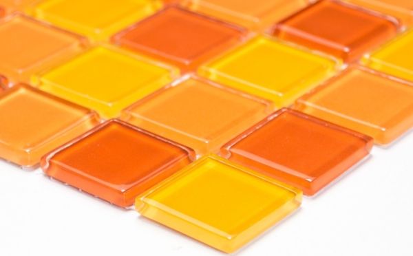 Carreau de mosaïque translucide jaune orange rouge Mosaïque de verre Crystal jaune orange rouge MOS62-0802_f | 10 Carreaux de mosaïque