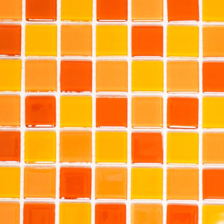 Échantillon manuel Carreau de mosaïque translucide jaune orange rouge Mosaïque de verre Crystal jaune orange rouge MOS62-0802_m