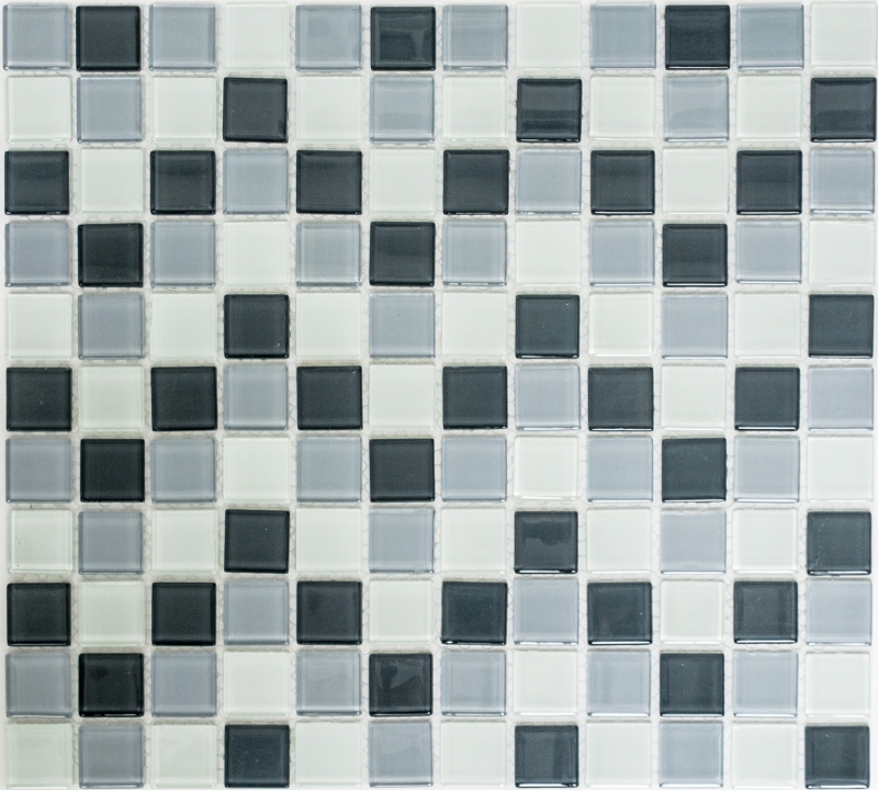 Piastrelle di mosaico bianco grigio antracite mosaico di vetro BAGNO WC cucina MURO pannello di mosaico MOS62-0204