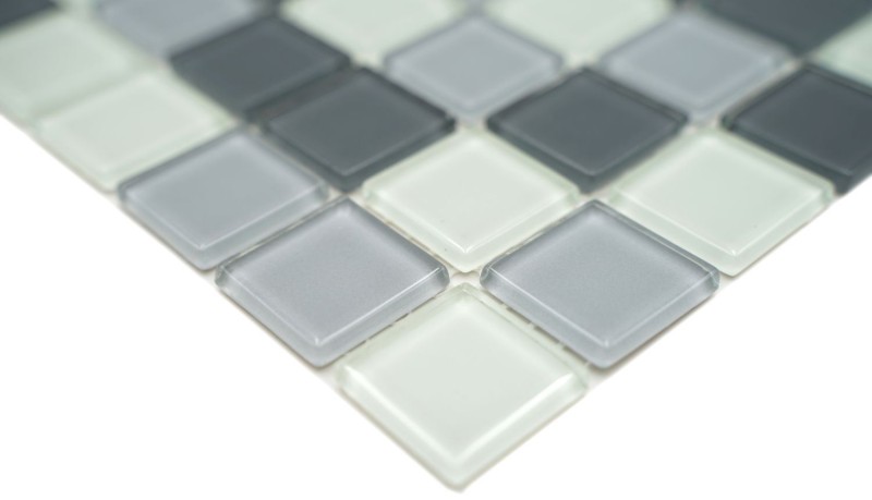 Piastrelle di mosaico bianco grigio antracite mosaico di vetro BAGNO WC cucina MURO pannello di mosaico MOS62-0204