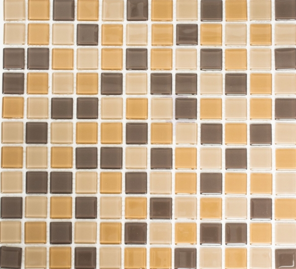 Piastrelle mosaico vetroso beige marrone caffè BAGNO WC cucina MURO pannello mosaico MOS62-1302