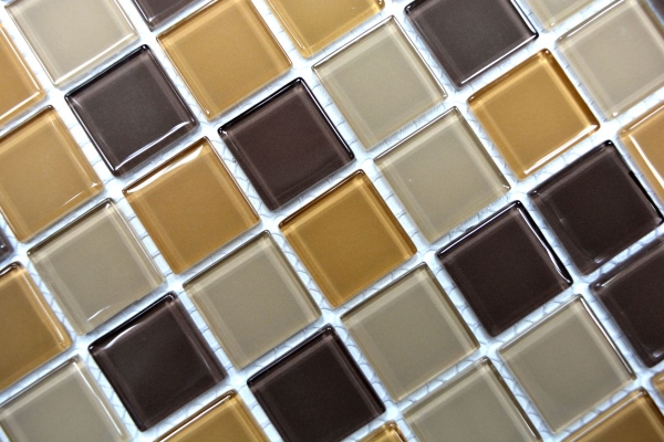 Mosaik Fliesen Glasmosaik beige braun coffee BAD WC Küche WAND Mosaikplatte MOS62-1302