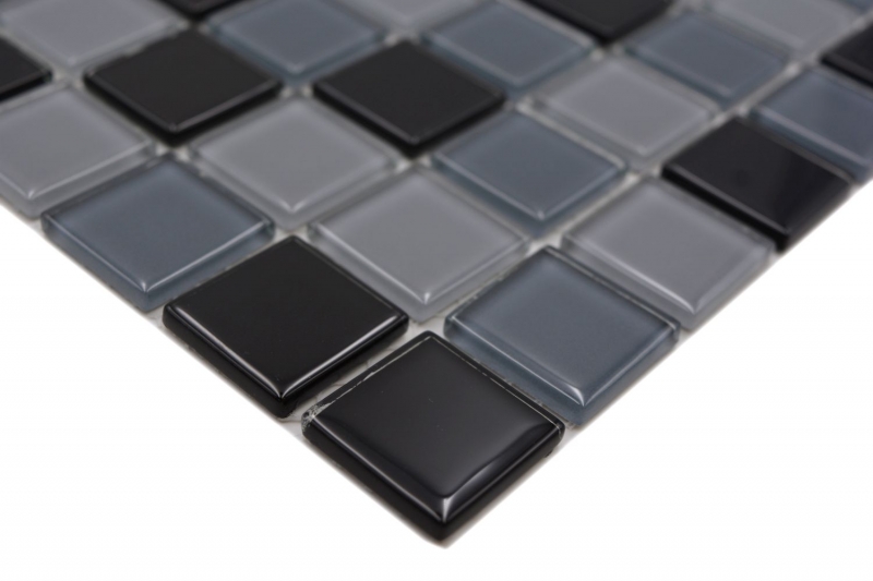 Mosaik Fliesen Glasmosaik grau anthrazit schwarz BAD WC Küche WAND Mosaikplatte MOS62-0208