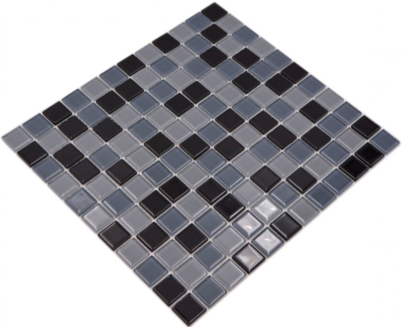 Piastrelle di mosaico di vetro grigio antracite nero BAGNO WC cucina MURO pannello di mosaico MOS62-0208