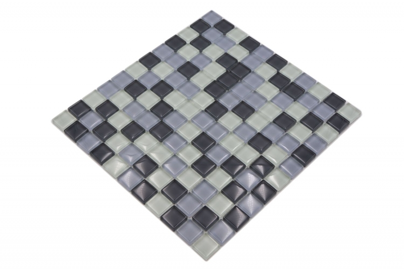 Mosaico di vetro tessere di mosaico bianco grigio antracite BAGNO WC cucina MURO MOS72-0204