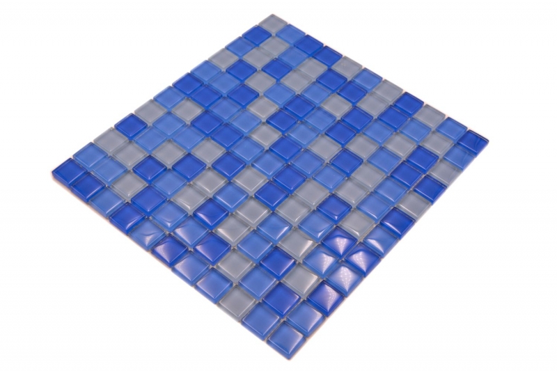 Mosaïque de verre Carreaux de mosaïque bleu clair bleu moyen BAD WC cuisine MUR MOS72-0406