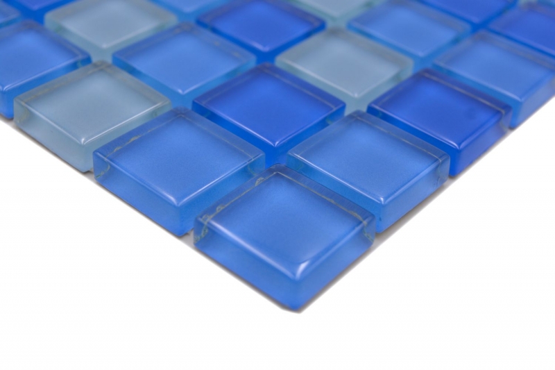 Mosaïque de verre Carreaux de mosaïque bleu clair bleu moyen BAD WC cuisine MUR MOS72-0406