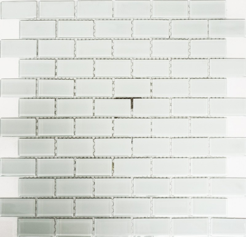 Mosaico composito bianco con punto mattone mosaico vetroso BAGNO WC cucina PARETE MOS66-0102