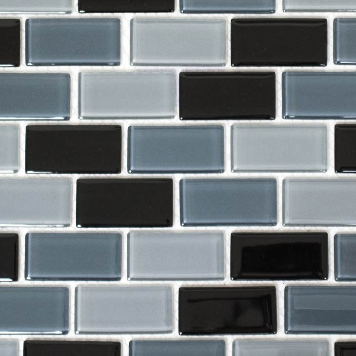 Mosaic tile Translucent black Brick Glass mosaic Crystal black MOS66-0208_f | 10 mosaic mats