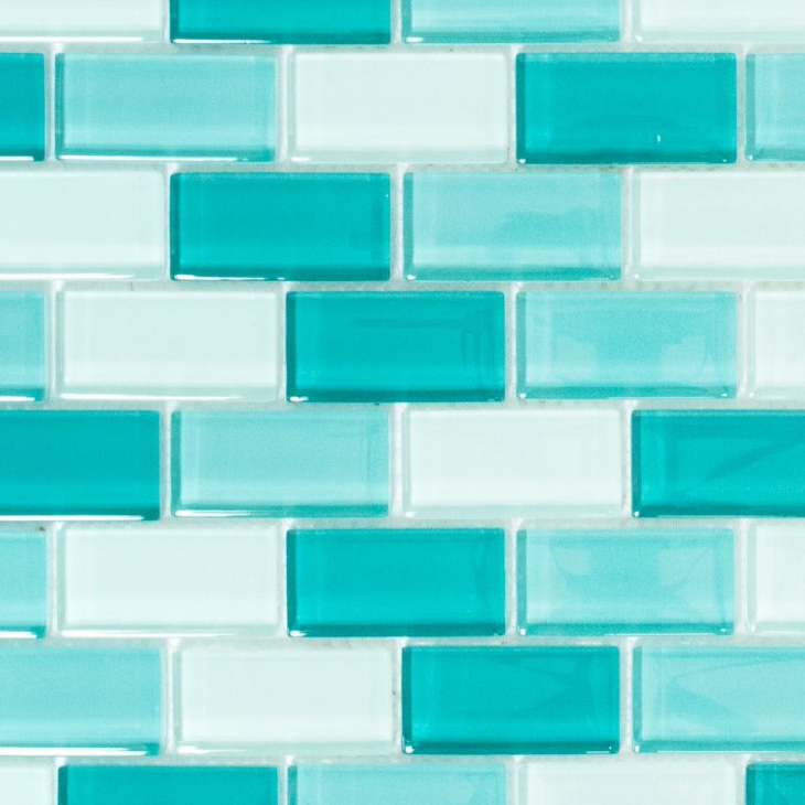 Mosaïque de verre Tapis de mosaïque Bordure de mosaïque vert turquoise menthe Composé de mur Brick MOS76-0602