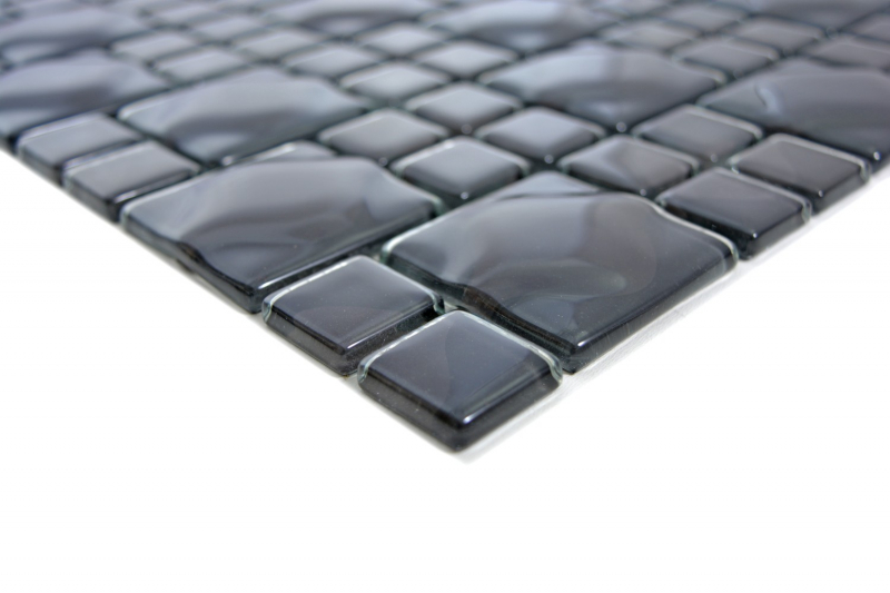 Mosaïque de verre Carreaux de mosaïque 3D noir Black Dot Design MOS68-0305
