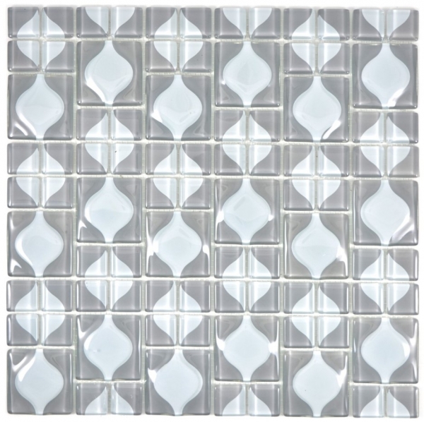 Mosaico di vetro tessere 3D grigio grigio punto design BAGNO WC CUCINA PARETE MOS68-0215