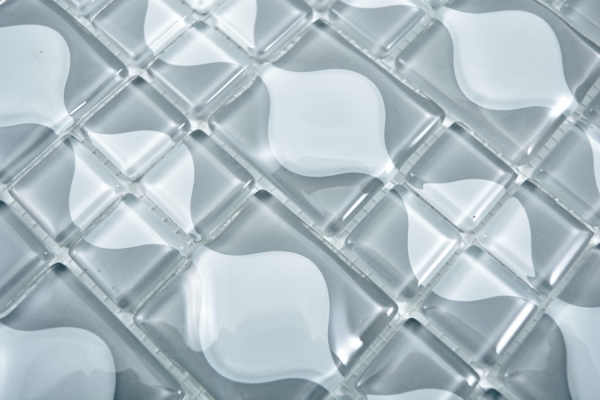 Glasmosaik Mosaikfliesen 3D grau Grey Dot Design BAD WC Küche WAND MOS68-0215