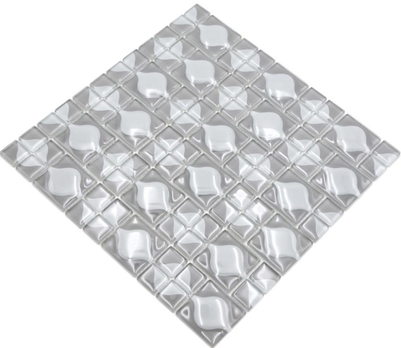 Mosaïque de verre Carreaux de mosaïque 3D gris Grey Dot Design BAD WC cuisine MUR MOS68-0215