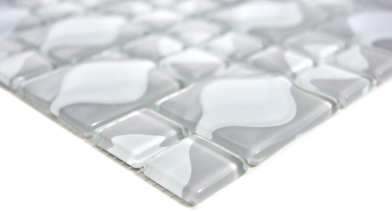 Glasmosaik Mosaikfliesen 3D grau Grey Dot Design BAD WC Küche WAND MOS68-0215