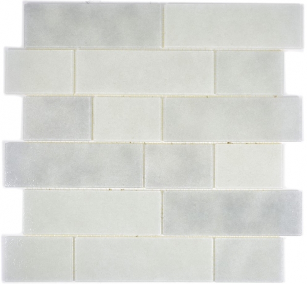 Hand sample mosaic tile translucent white masonry bond Bianco BAD WC kitchen WANDMOS68-0139L_m