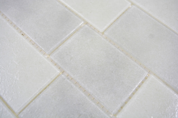 Piastrella di mosaico bianco traslucido in muratura Bianco BAD WC cucina WANDMOS68-0139L_f | 10 tappetini di mosaico