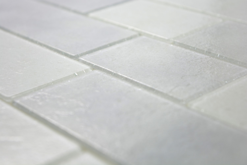 Piastrella di mosaico campione a mano bianco traslucido in muratura Bianco BAD WC cucina WANDMOS68-0139L_m