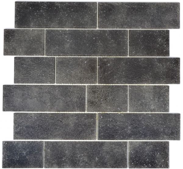 Mosaic tile translucent black masonry bond Nero MOS68-0349L_f | 10 mosaic mats