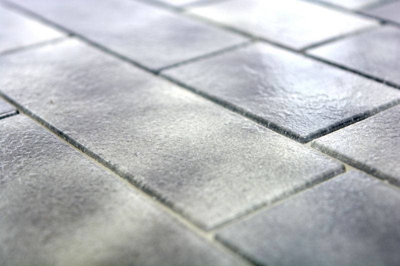 Mosaic tile translucent gray masonry bond Grigio MOS68-0259L_f | 10 mosaic mats