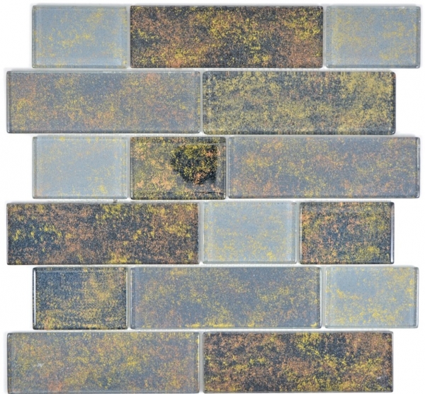 Carreau de mosaïque Translucide noir Composé de mur Rusty Black MOS68-2569L_f | 10 Tapis de mosaïque