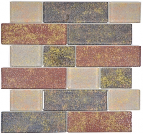 Mosaikfliese Transluzent braun Mauerverbund Rusty Brown MOS68-1379L_f | 10 Mosaikmatten