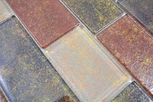 Glasmosaik Mosaikfliesen beige braun anthrazit rost Mauerverbund Rusty Brown MOS68-1379L