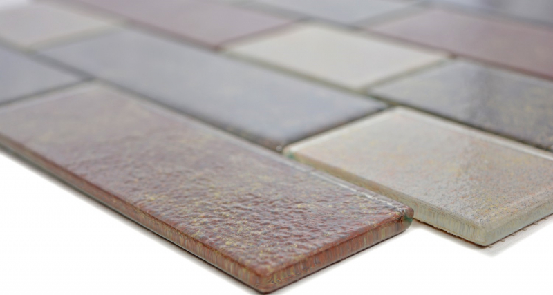 Glasmosaik Mosaikfliesen beige braun anthrazit rost Mauerverbund Rusty Brown MOS68-1379L