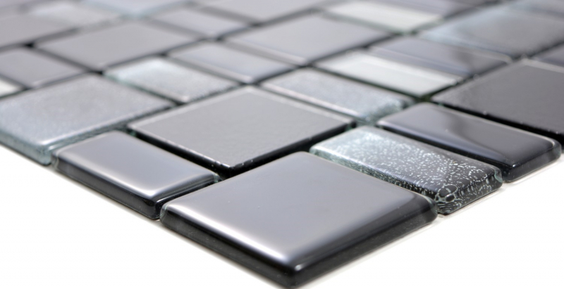 Mosaico di vetro Piastrelle di mosaico Backsplash di piastrelle grigio antracite nero combinazione iridescente MOS68-035B