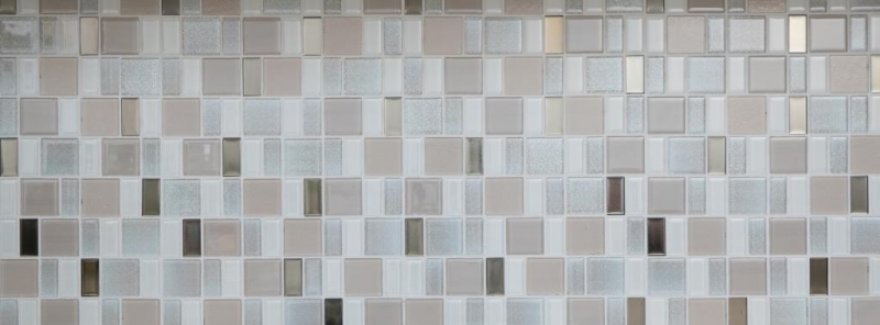 Glasmosaik Mosaikfliesen Fliesenspiegel cream beige perl Kombination schillernd MOS68-0136P