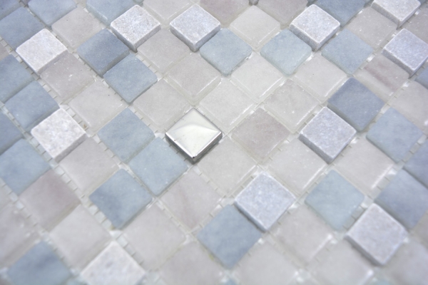 Piastrella di mosaico Pietra traslucida grigia GRIGIO BAGNO WC Cucina MURO MOS91-0204_f | 10 tappetini di mosaico